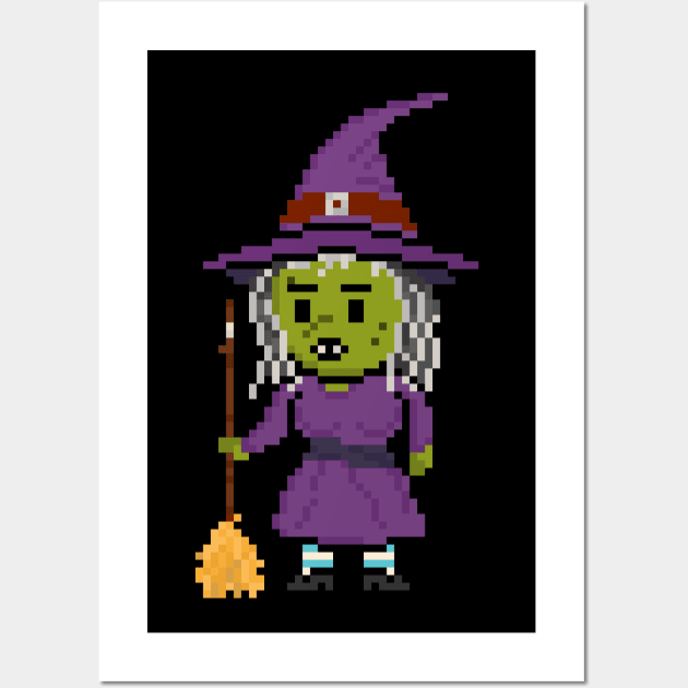 Pixel Monster Witch Wall Art by gkillerb